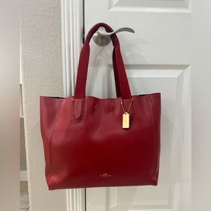 New Coach Derby Tote Pebble Leather Rouge